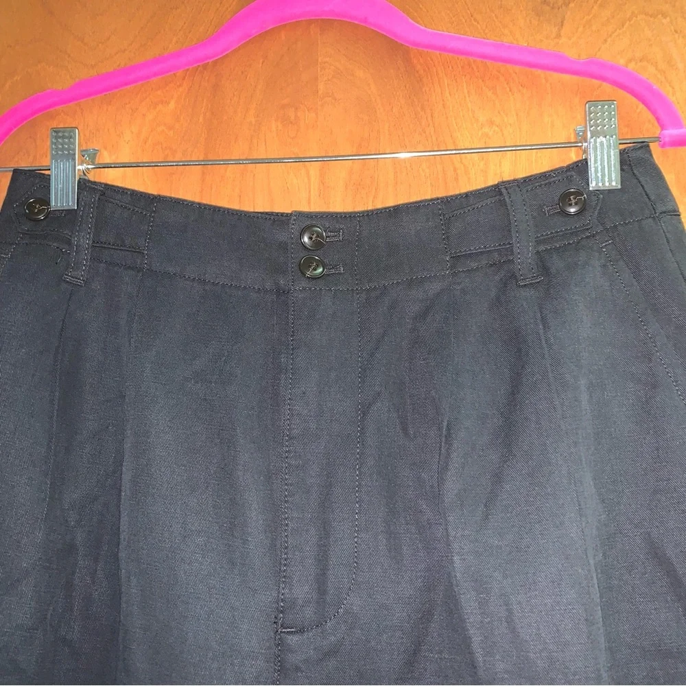 Madewell Harlow Wide Leg Trouser Pants Drapey Twill Black Pleated Cotton Linen 8 - Picture 4 of 9